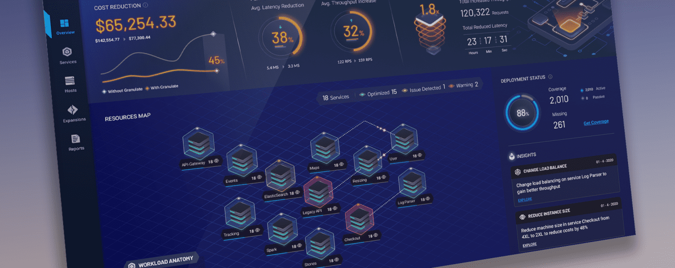 Granulate dashboard - mock up